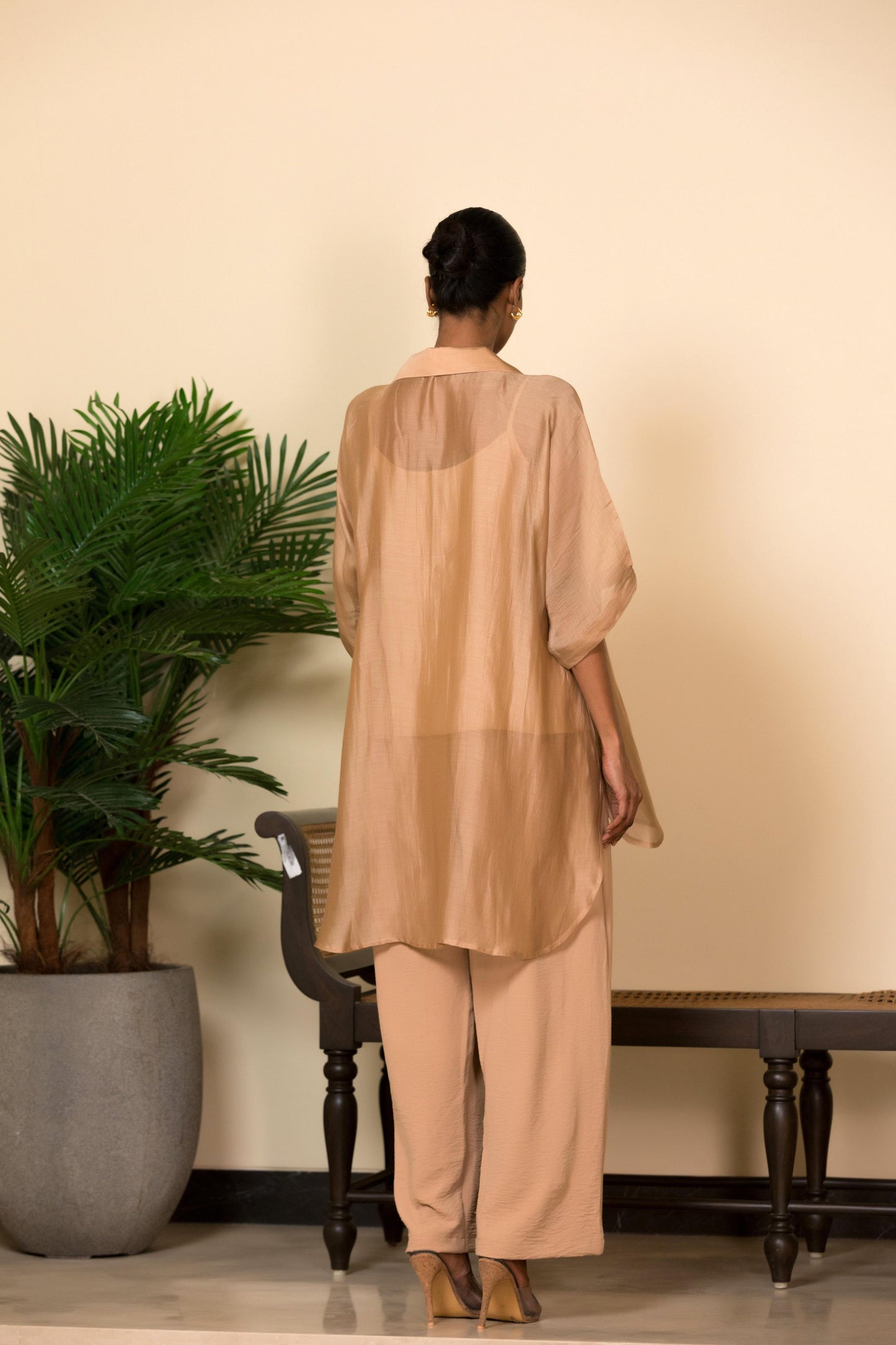 EEDA SILK CENTRE BROCADE PATCH SHIRT