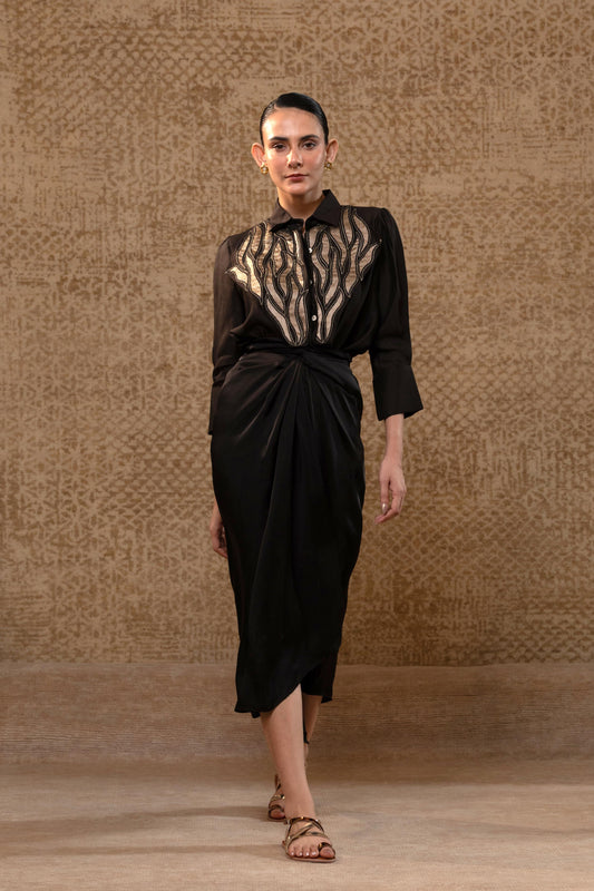 EEDA DIAMOND YOLK SHIRT BLACK