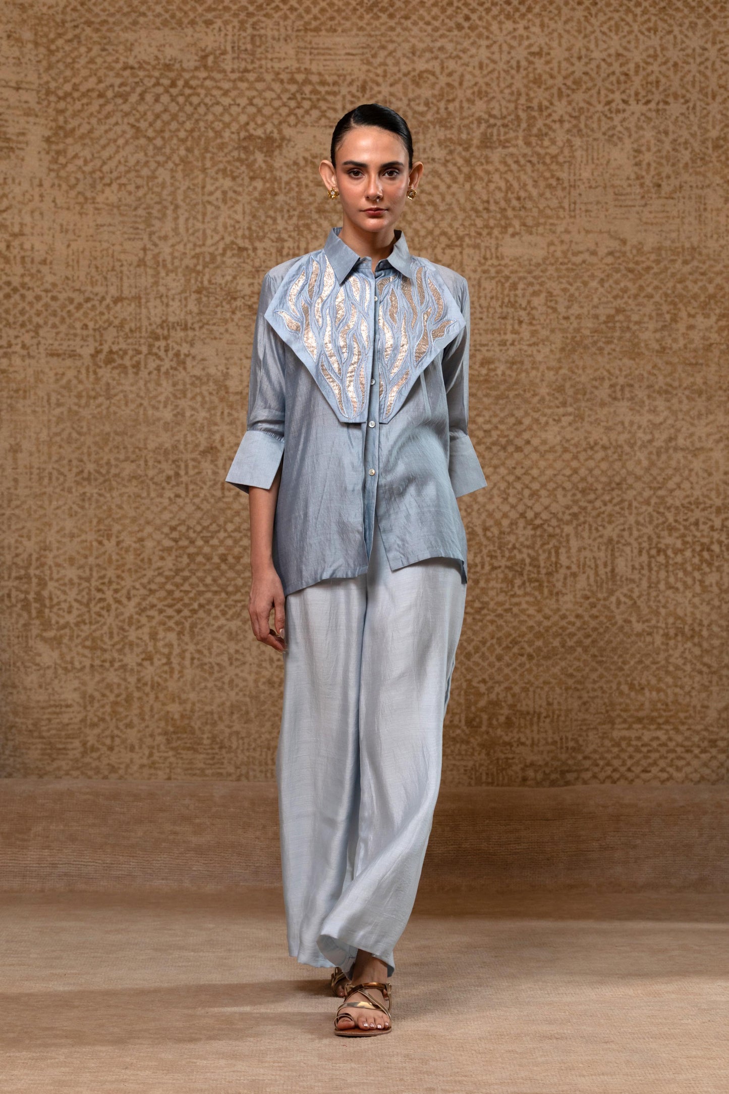 EEDA DIAMOND YOLK SHIRT BLUE