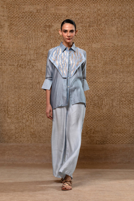 EEDA DIAMOND YOLK SHIRT BLUE