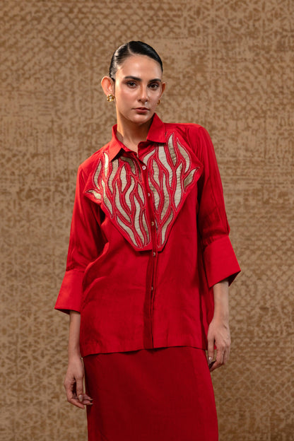 EEDA DIAMOND YOLK SHIRT RED