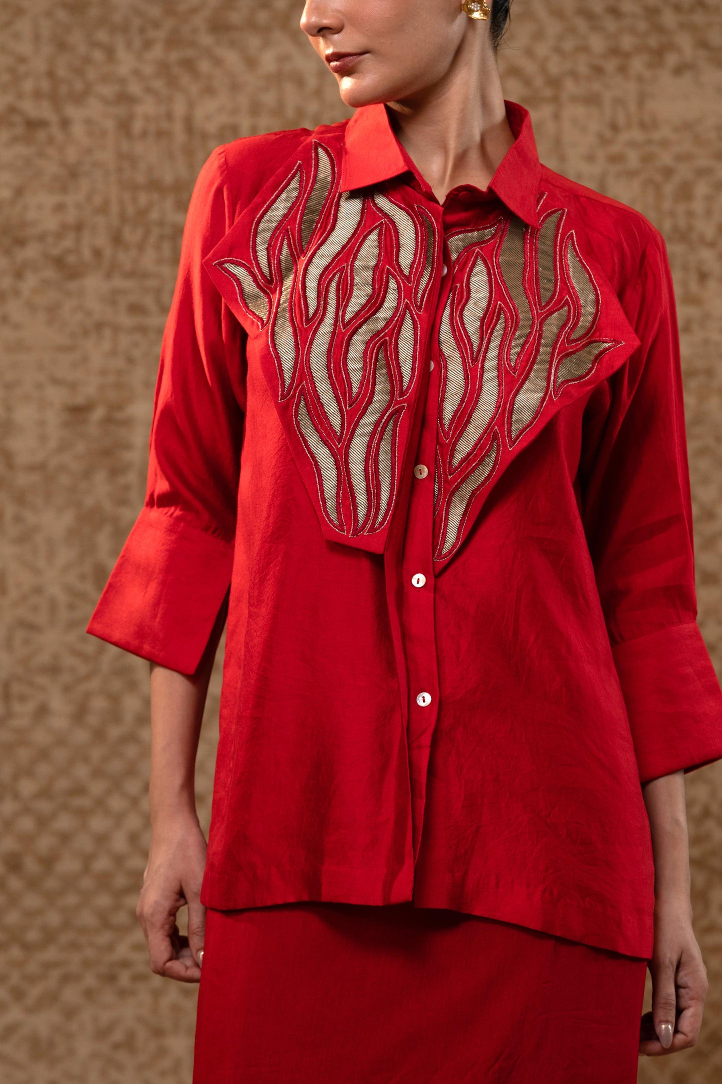 EEDA DIAMOND YOLK SHIRT RED