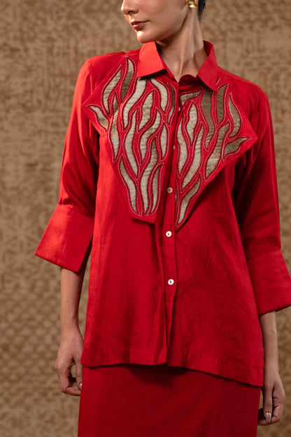EEDA DIAMOND YOLK SHIRT RED