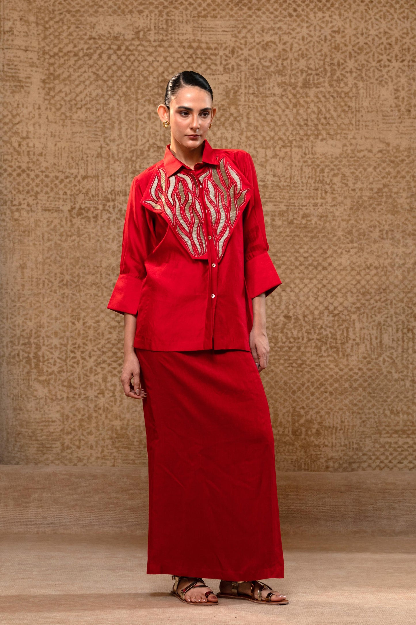 EEDA DIAMOND YOLK SHIRT RED