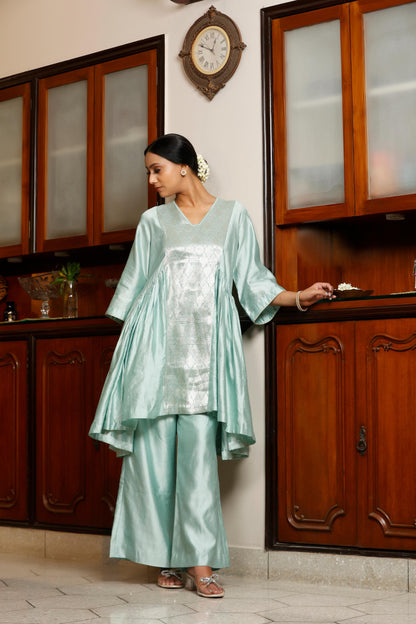 BLUE GATHER KURTA SET