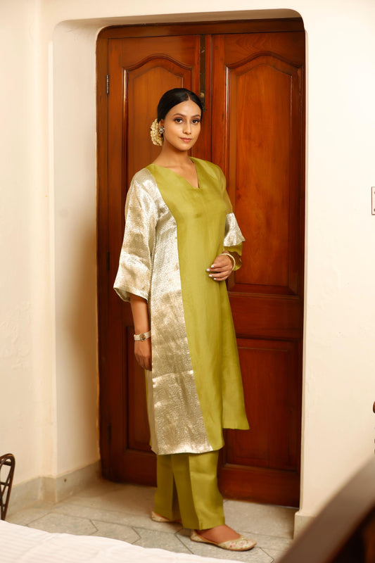 GREEN LONG KURTA SET
