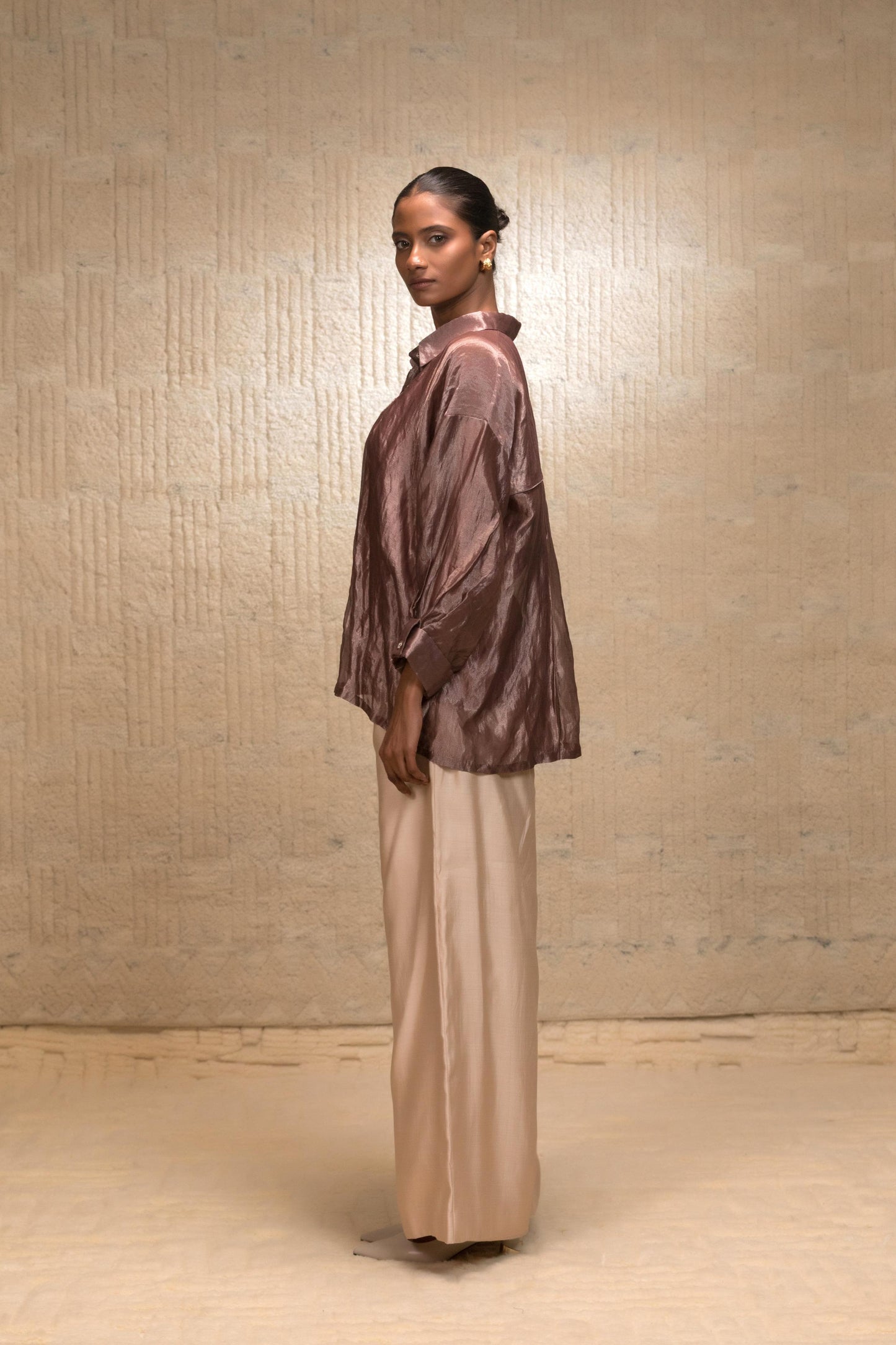EEDA SILK STRIPED TISSUE SHIRT