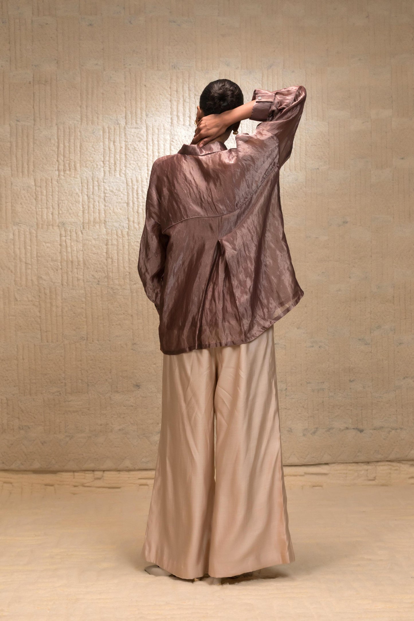 EEDA SILK STRIPED TISSUE SHIRT