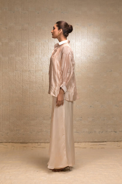 EEDA SILK STRIPED TISSUE COORD SET