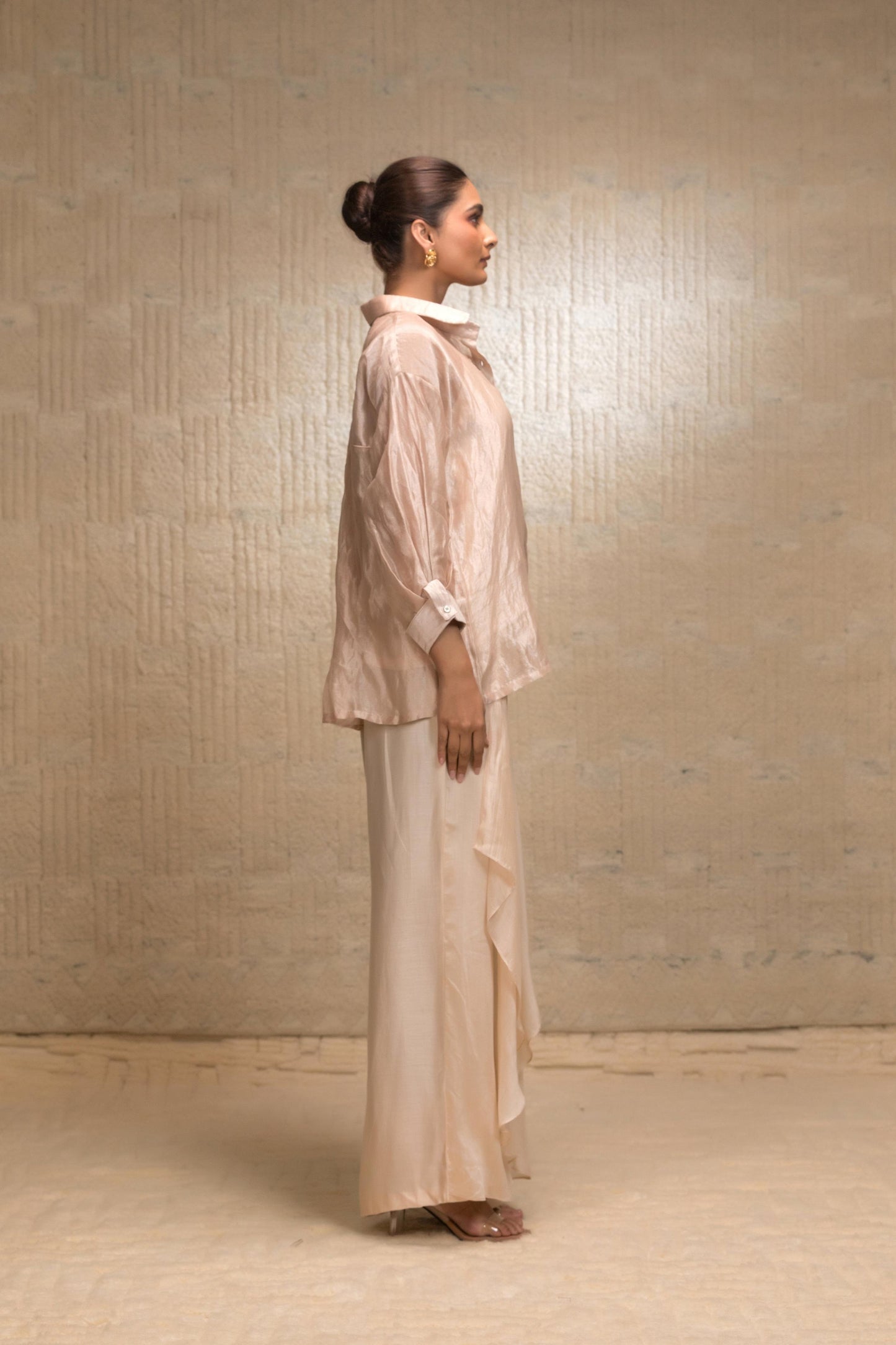 EEDA SILK STRIPED TISSUE COORD SET