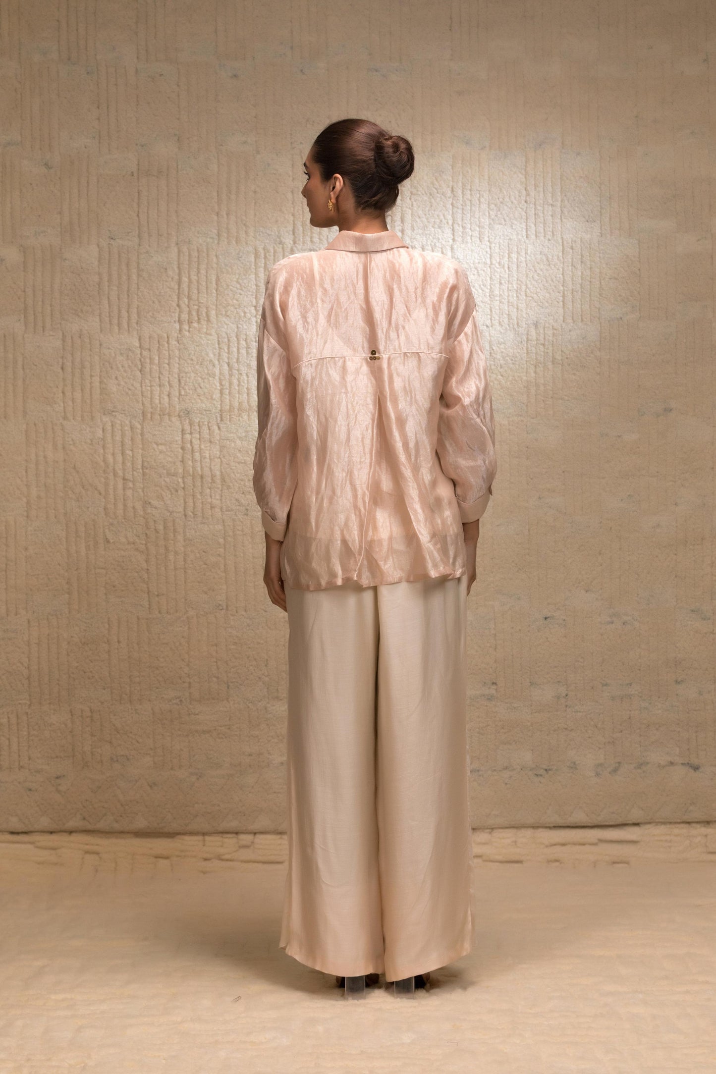 EEDA SILK STRIPED TISSUE COORD SET
