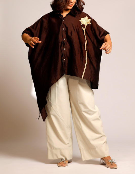 EEDA ROSE PATCH SHIRT BROWN