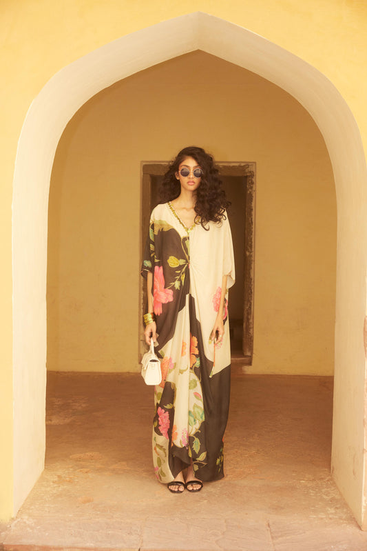 IVORY & BLACK KAFTAN SET