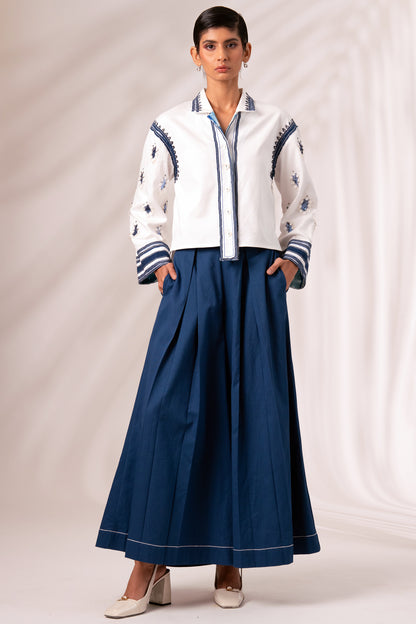 COSMO TOP & INDIGO RICO PLEATED CULOTTES CO-ORD SET