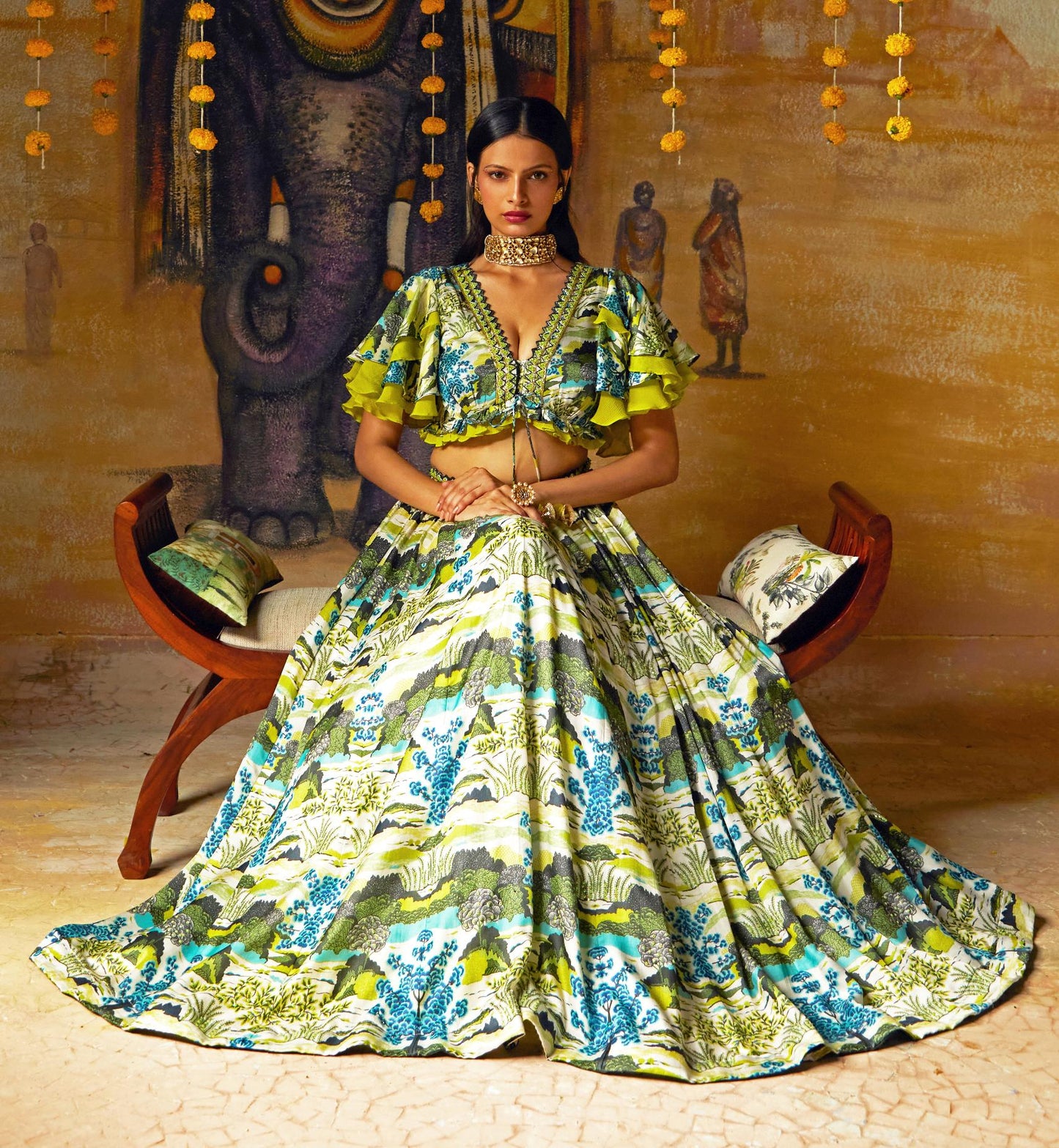 GREEN LEHENGA SET