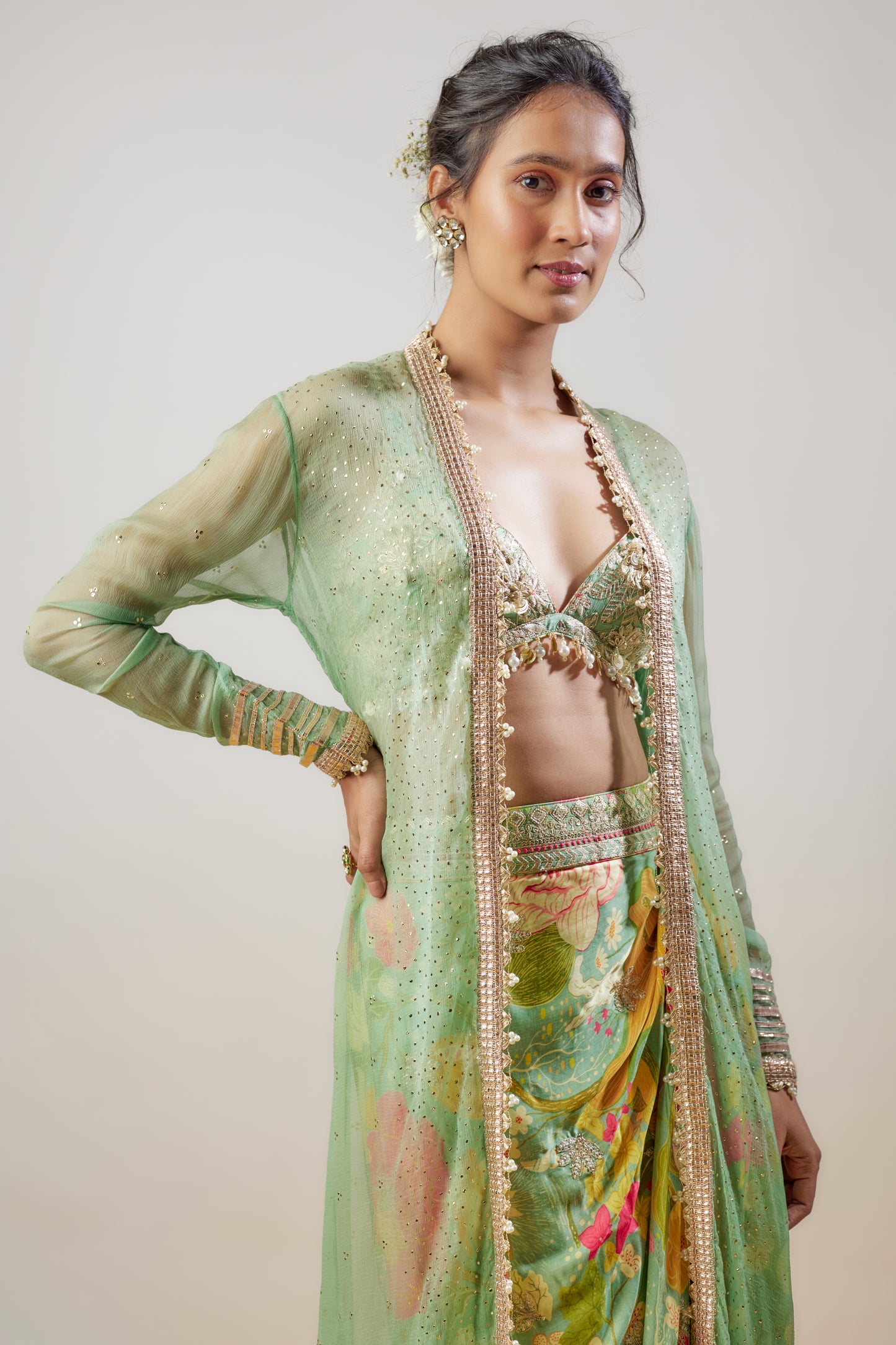 SAISHA DRAPE SKIRT SET