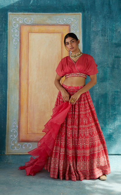 RED LEHENGA SET