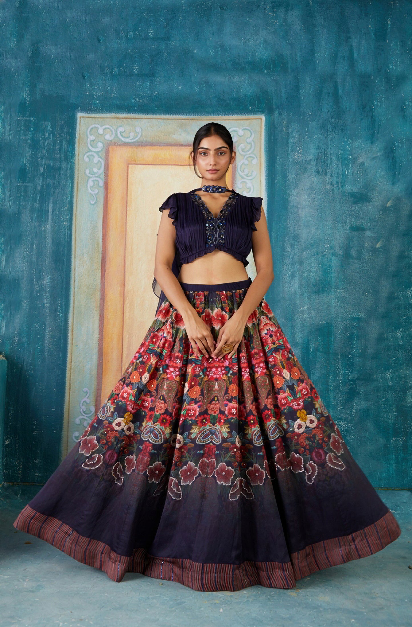 NAVY LEHENGA SET