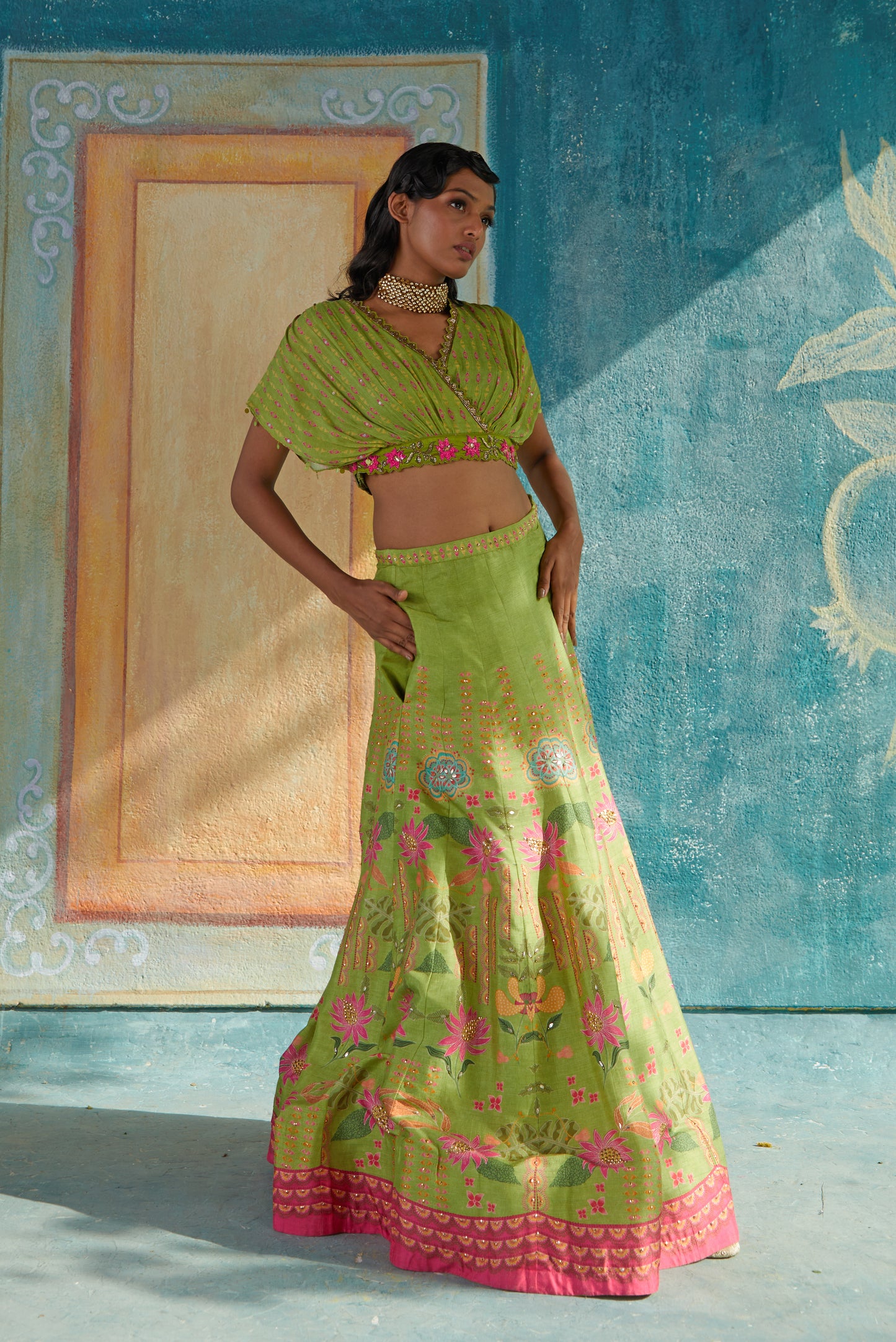 GREEN LEHENGA SET