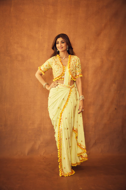 YELLOW SAREE SET