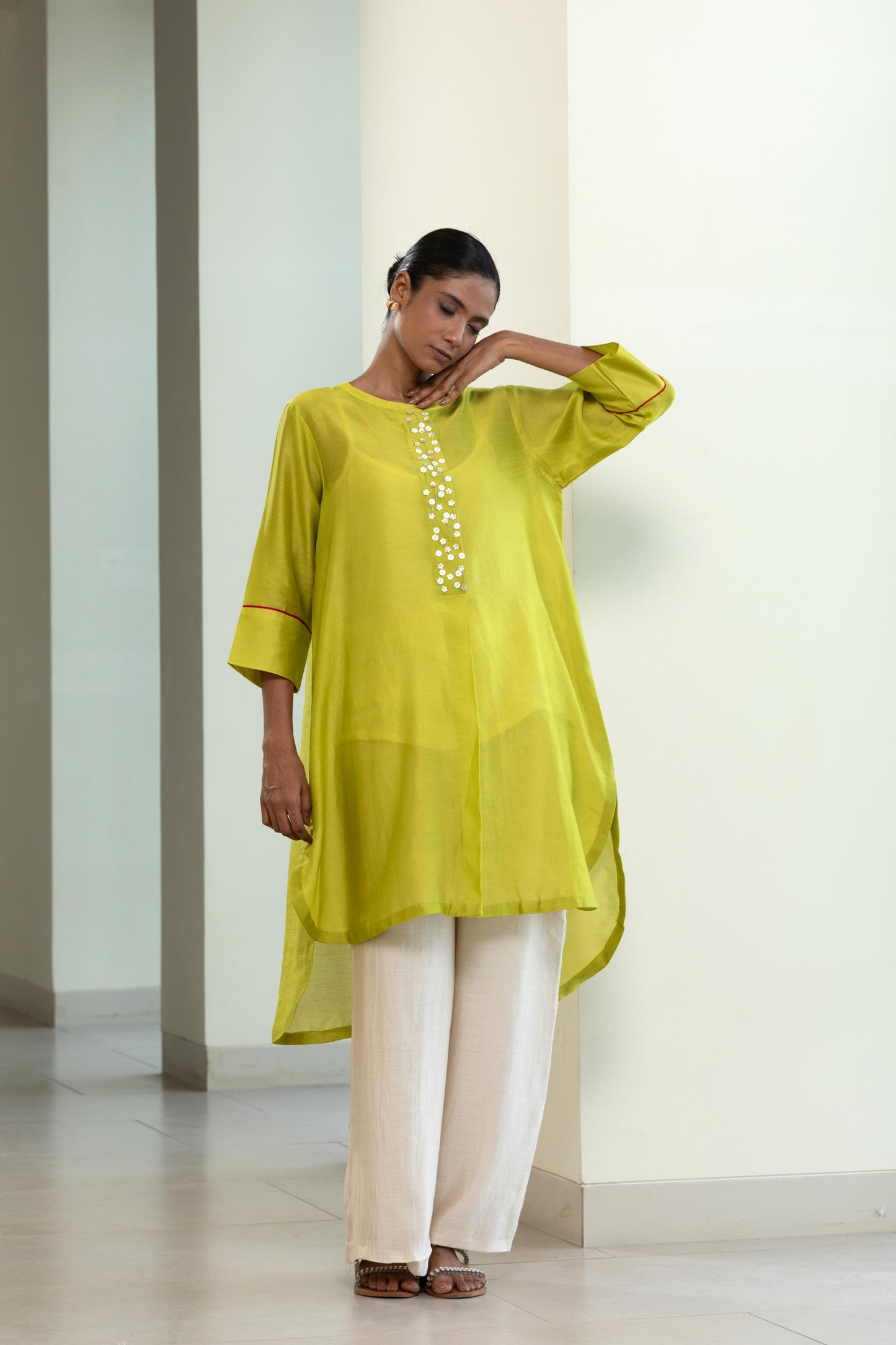 GREEN SEQUINS KURTA