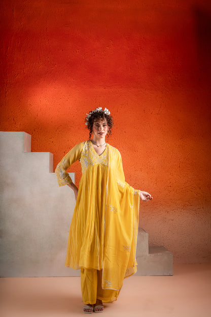 YELLOW  ANARKALI SET