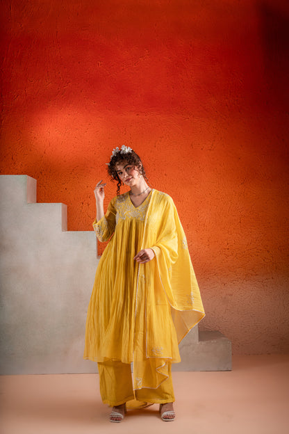 YELLOW  ANARKALI SET