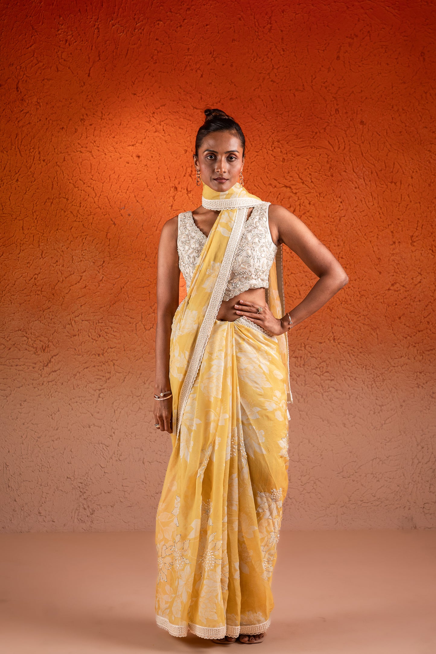 YELLOW  SAREE SET