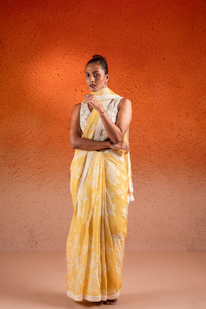 YELLOW  SAREE SET