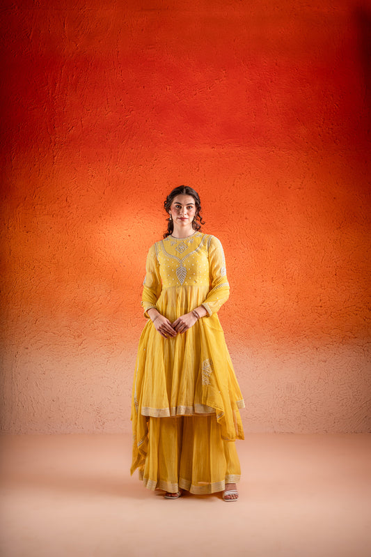 YELLOW  ANARKALI SET