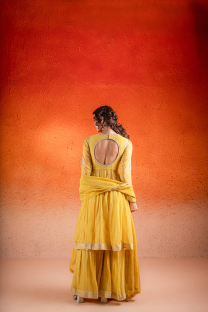 YELLOW  ANARKALI SET