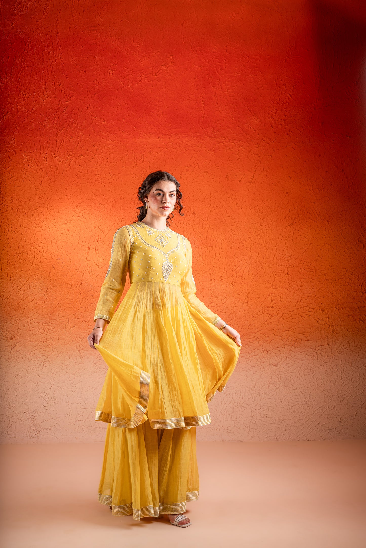 YELLOW  ANARKALI SET