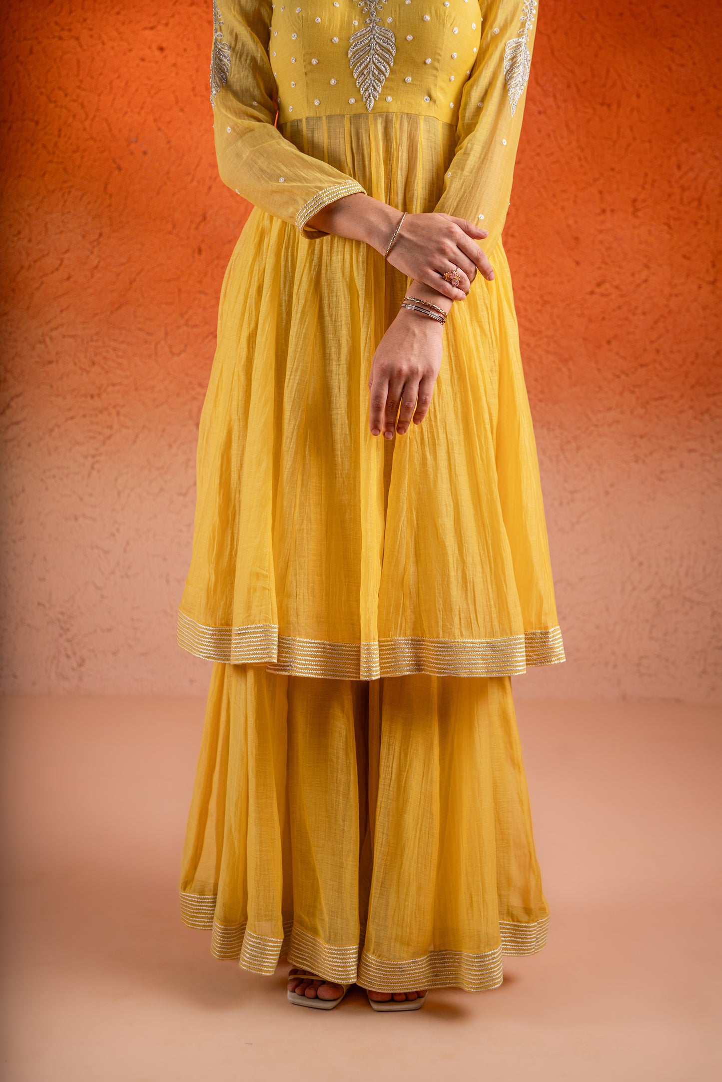 YELLOW  ANARKALI SET