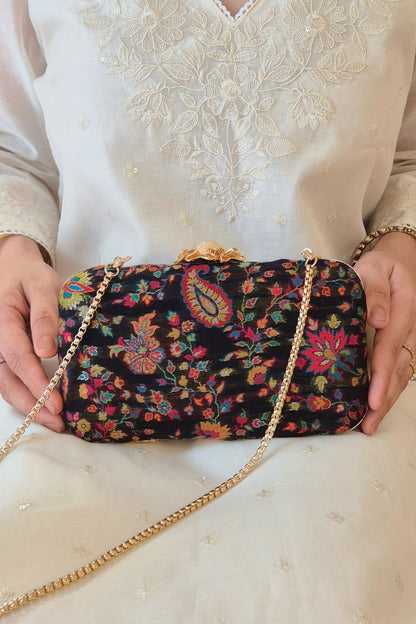 HINA PASHMINA CASHMERE CLUTCH - BLACK