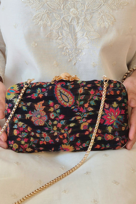 HINA PASHMINA CASHMERE CLUTCH - BLACK