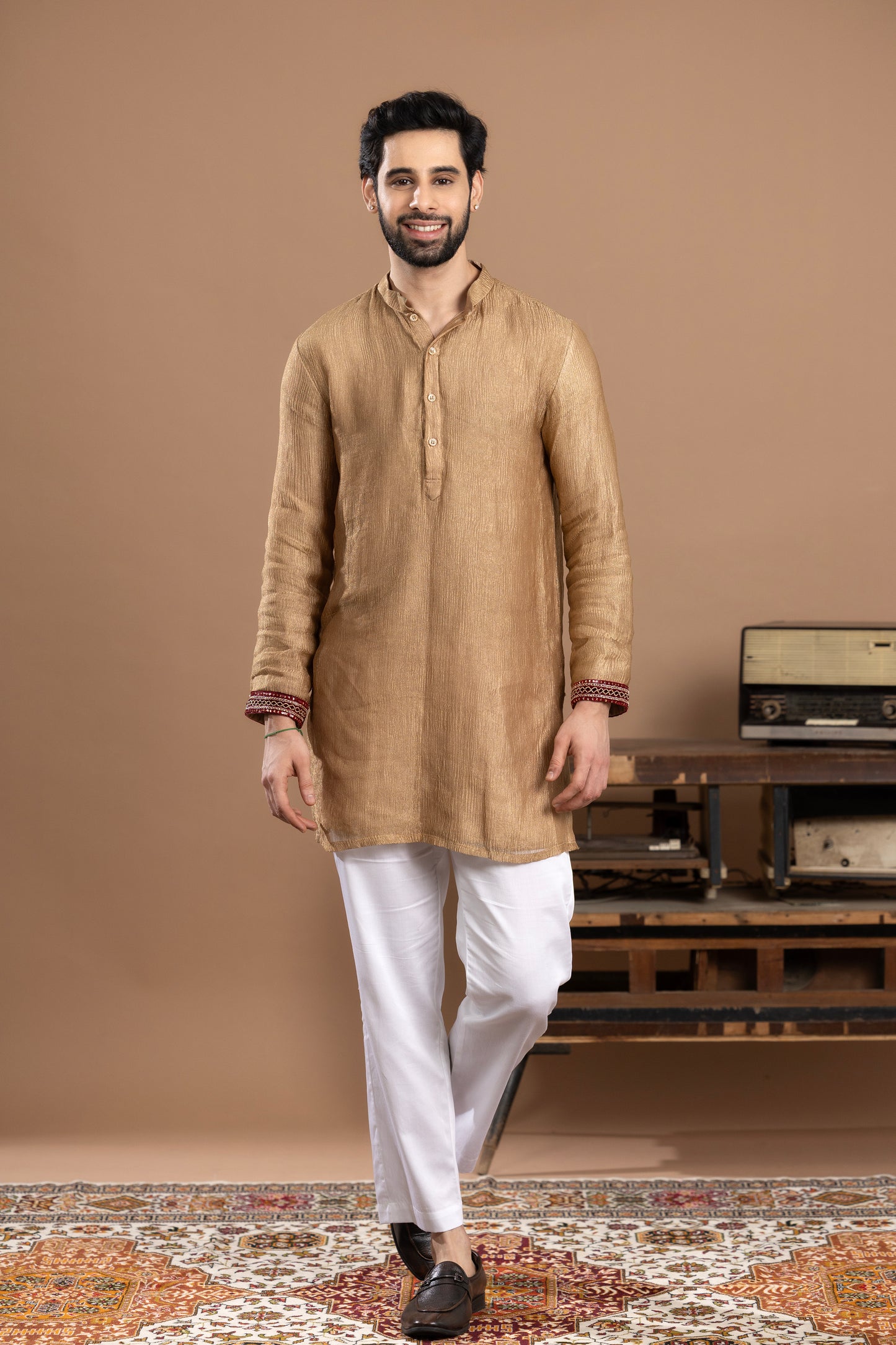 ZARDOZI WORK KURTA WITH STRAIGHT FIT PYJAMAS