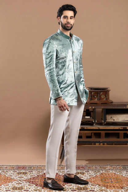 RISP PATHANI SHERWANI WITH INTRICATE ZARDOZI WORK