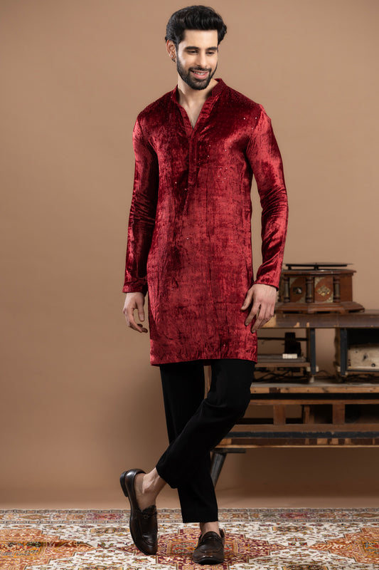 SEQUIN WORK KURTA WITH STRAIGHT FIT PANT