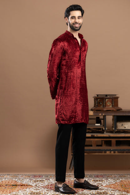 SEQUIN WORK KURTA WITH STRAIGHT FIT PANT