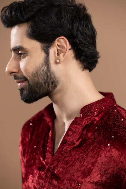 SEQUIN WORK KURTA WITH STRAIGHT FIT PANT