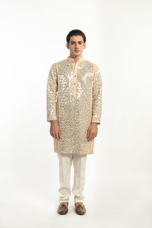 PEACH EMBELLISHED KURTA