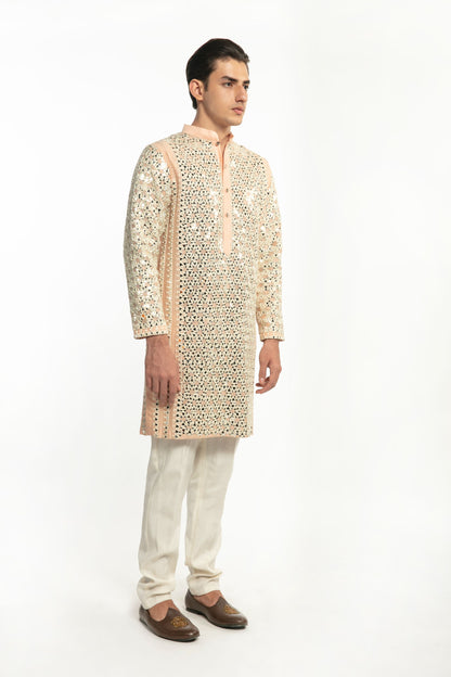 PEACH EMBELLISHED KURTA