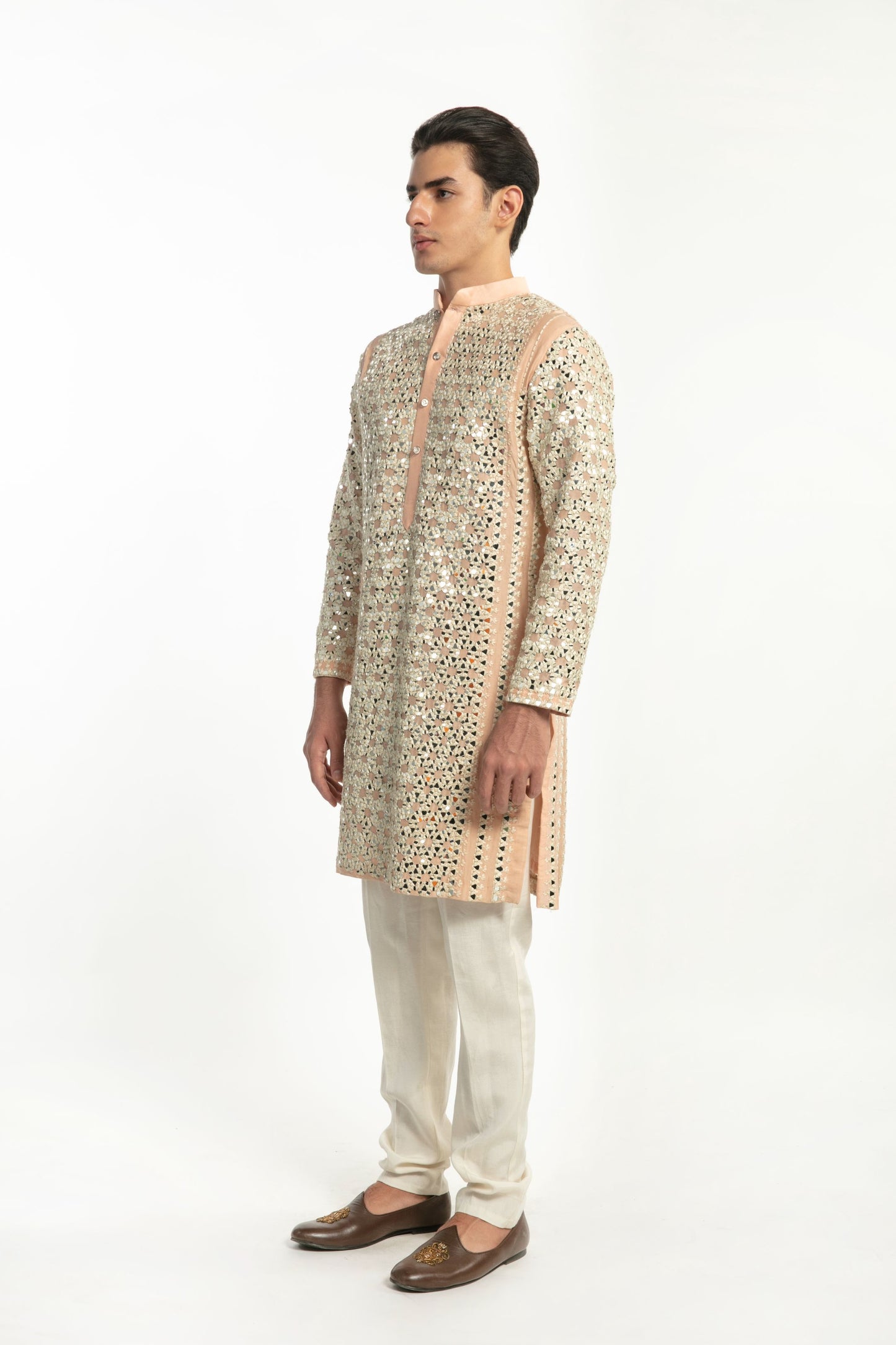 PEACH EMBELLISHED KURTA