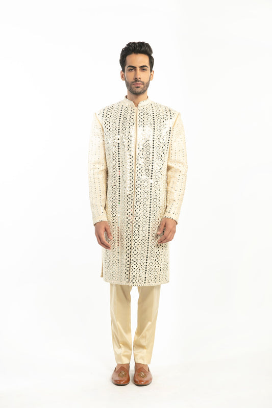 IVORY EMBELLISHED SHERWANI SET