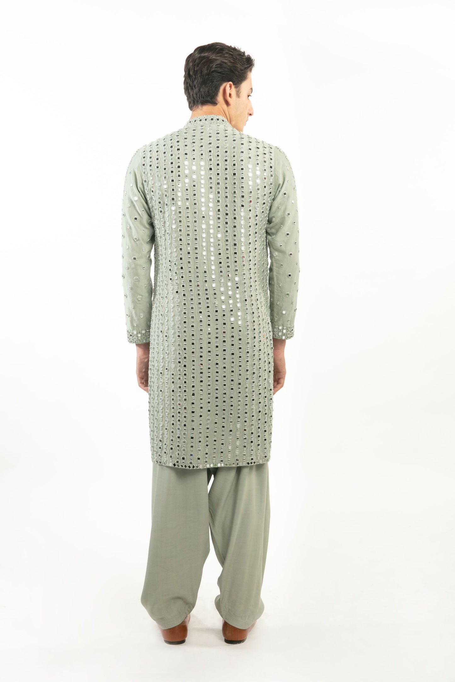 SAGE GREEN EMBELLISHED KURTA