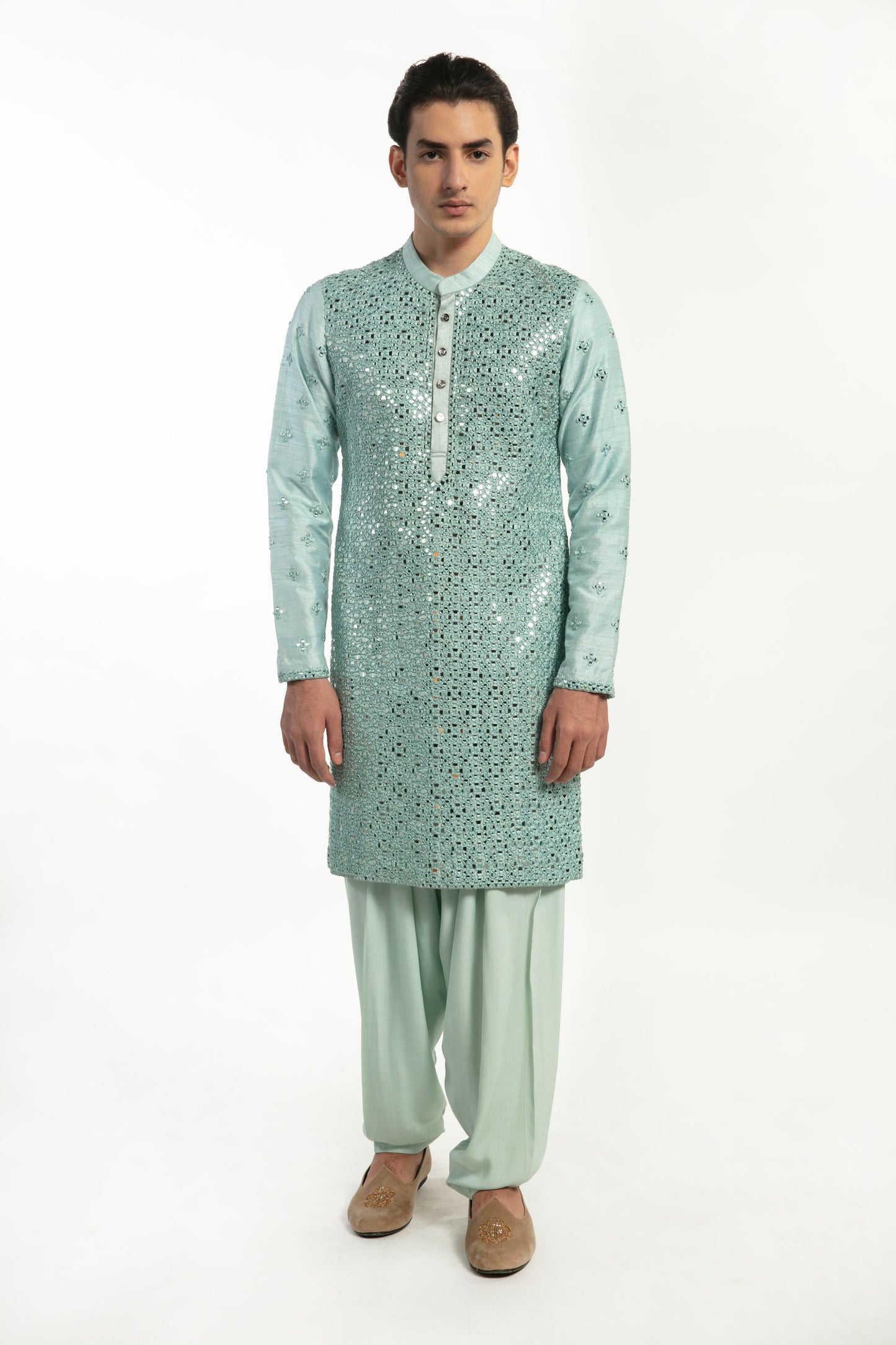 POWDER BLUE EMBELLISHED KURTA