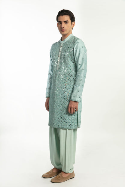 POWDER BLUE EMBELLISHED KURTA