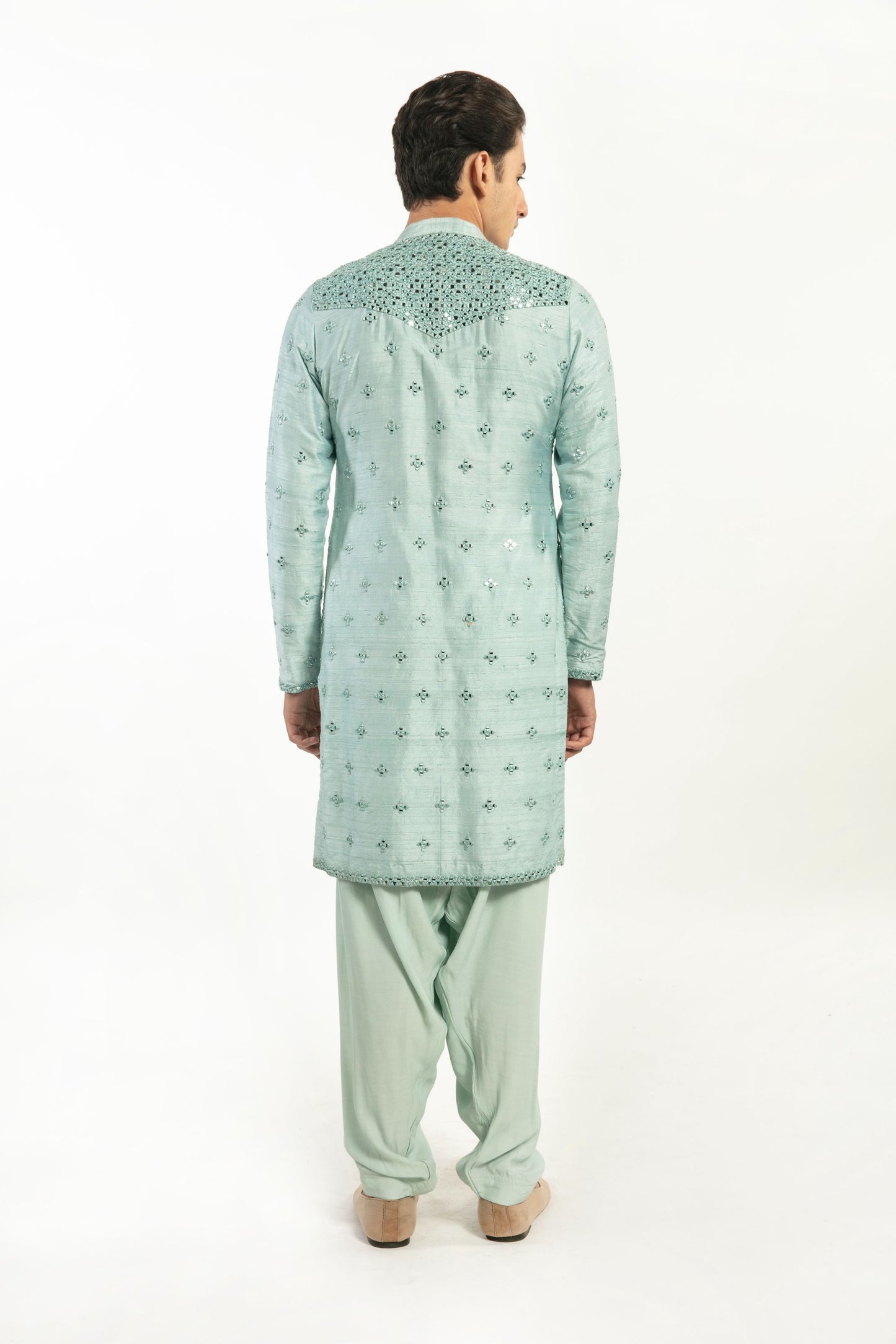 POWDER BLUE EMBELLISHED KURTA