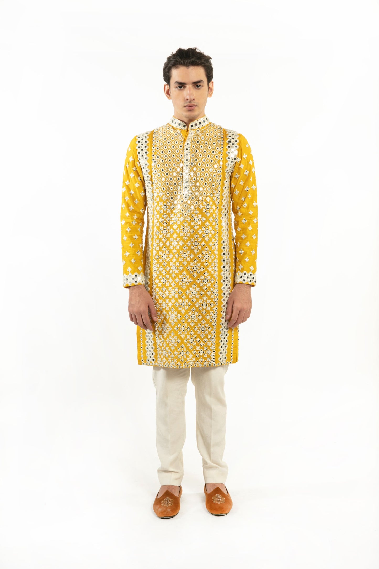 YELLOW EMBELLISHED KURTA