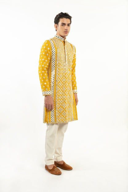 YELLOW EMBELLISHED KURTA